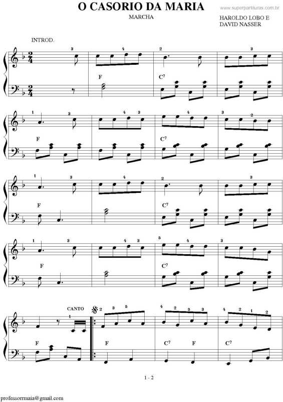 Partitura da música O Casório Da Maria