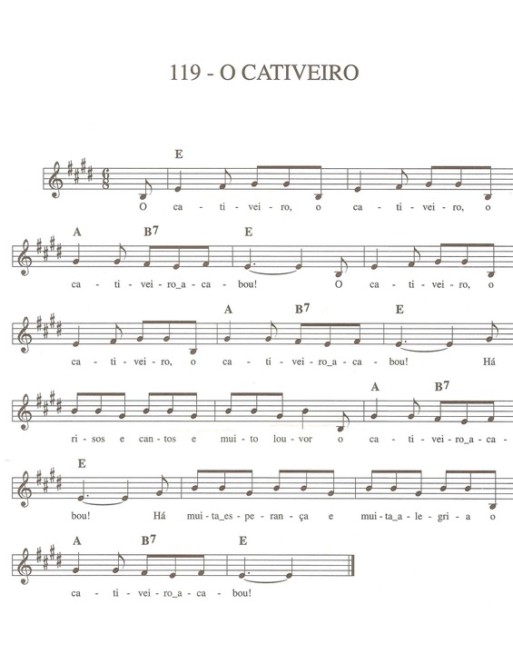 Partitura da música O Cativeiro