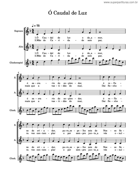 Partitura da música Ó Caudal De Luz