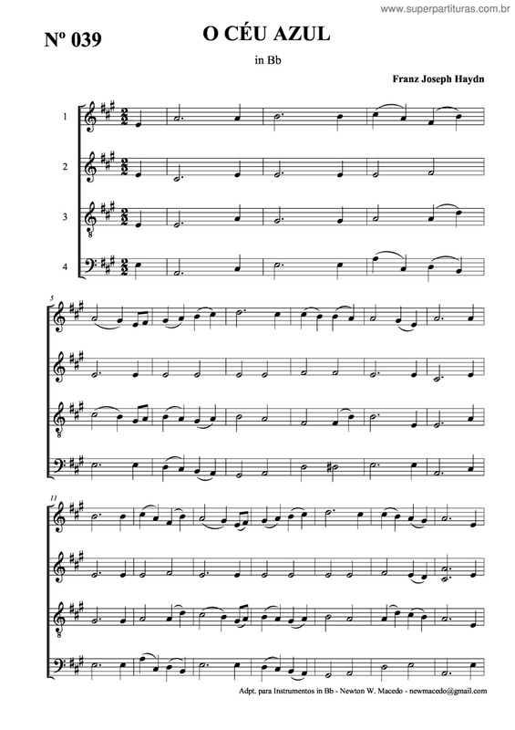 Partitura da música O Céu Azul v.2