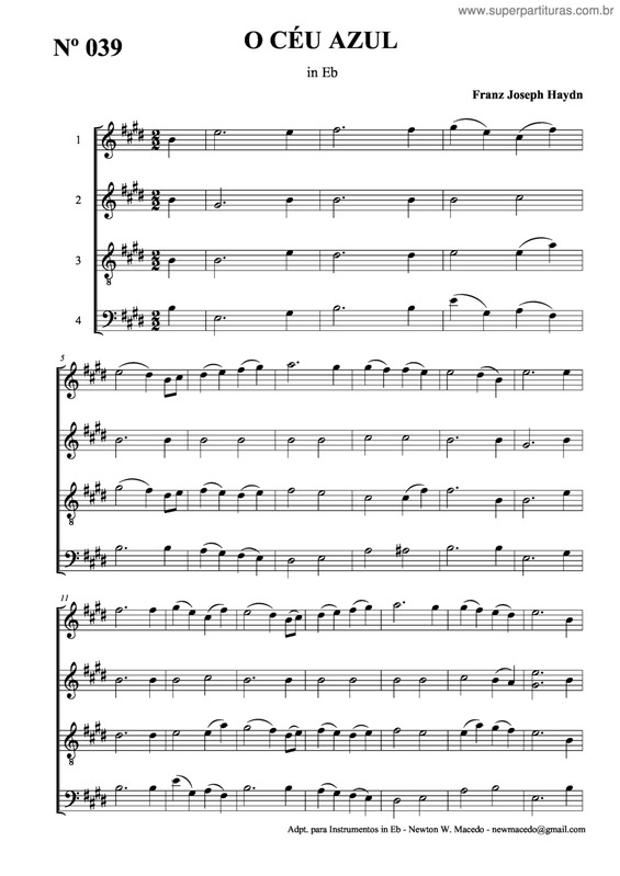 Partitura da música O Céu Azul v.3