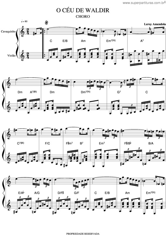 Partitura da música O Céu De Waldir v.2