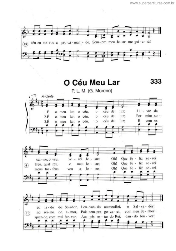 Partitura da música O Céu Meu Lar