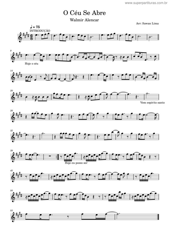 Partitura da música O Céu Se Abre – Ministério Adoração E Vida v.2