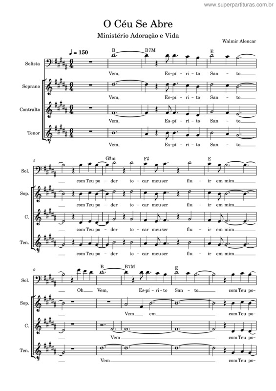 Partitura da música O Céu Se Abre – Ministério Adoração E Vida