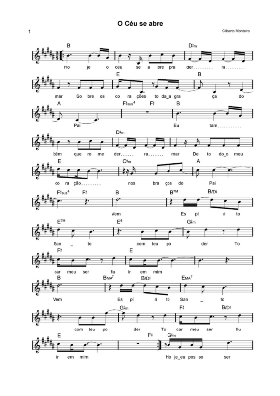 Partitura da música O Céu se Abre v.2