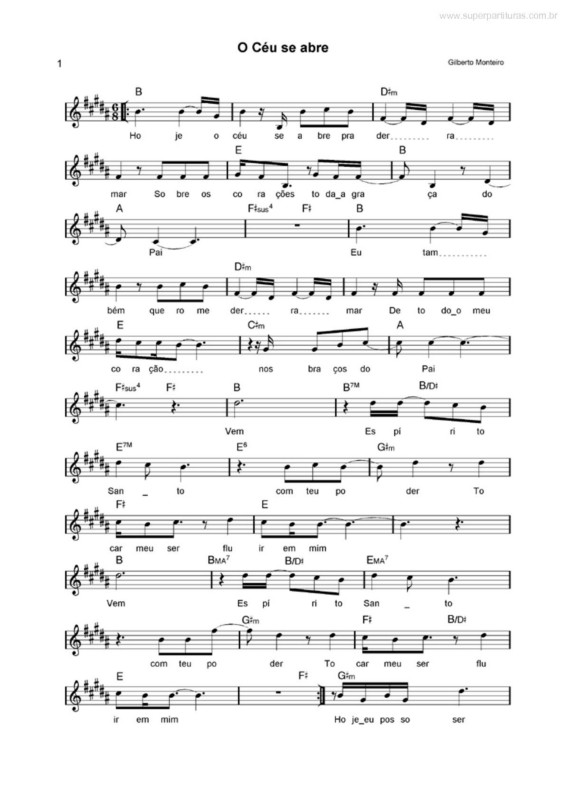 Partitura da música O Céu Se Abre