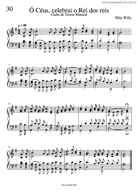 Partitura da música Ó Céus, Celebrai O Rei Dos Reis
