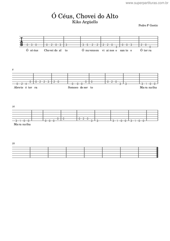 Partitura da música Ó Céus, Chovei Do Alto