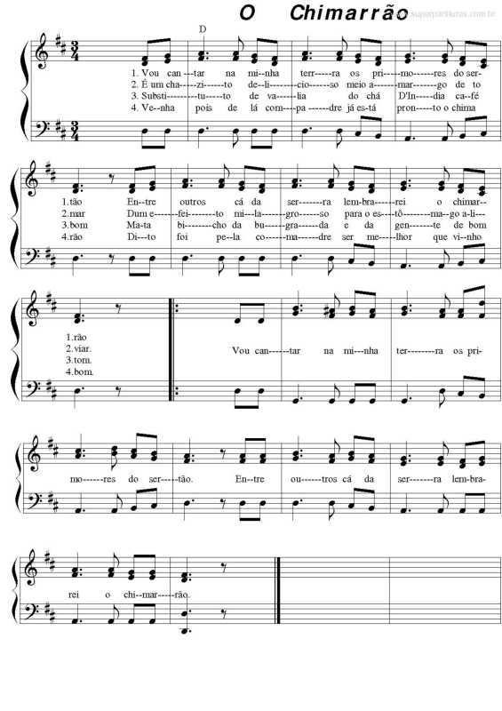 Partitura da música O Chimarrão