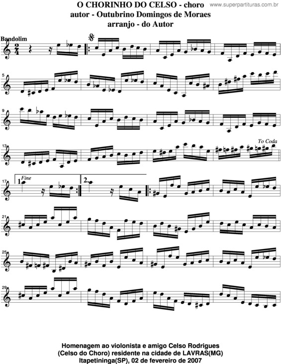 Partitura da música O Chorinho Do Celso v.4