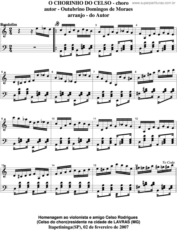 Partitura da música O Chorinho Do Celso v.5