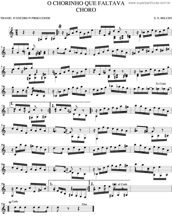 Partitura da música O Chorinho Que Faltava 