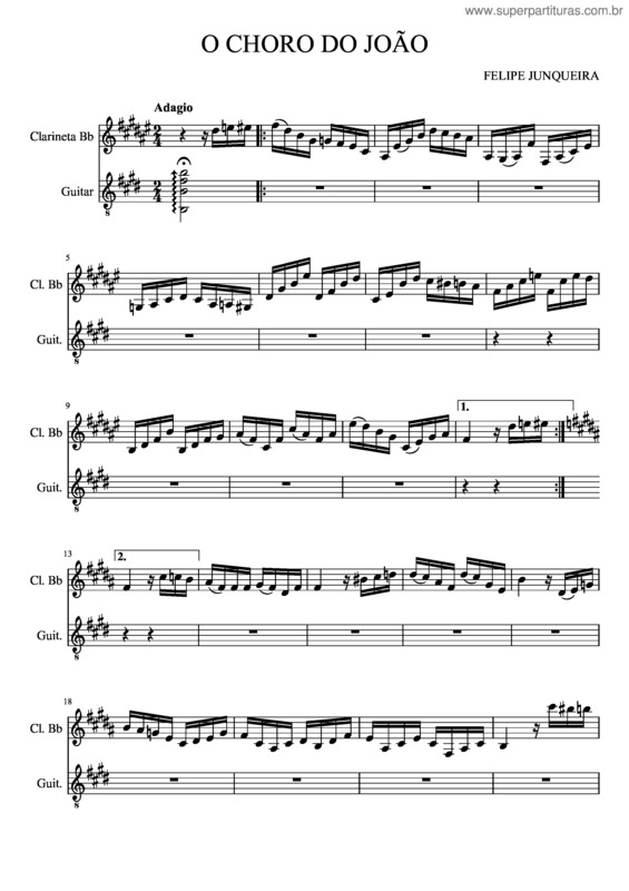 Partitura da música O Choro Do João