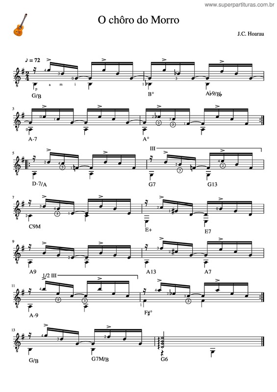 Partitura da música O Choro Do Morro
