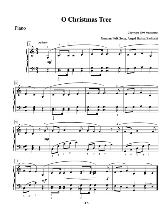 Partitura da música O Christmas Tree