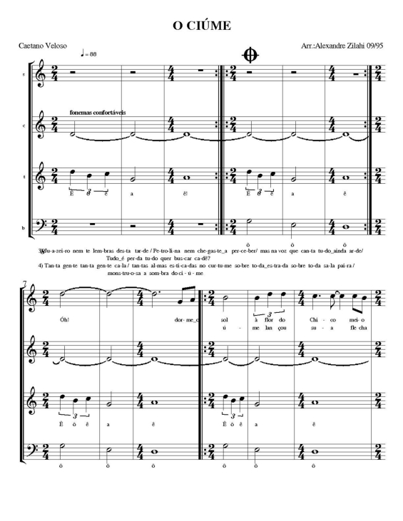 Partitura da música O Ciúme