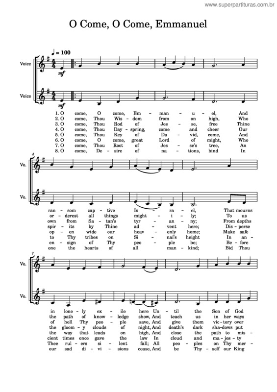 Partitura da música O Come, O Come, Emanuel – Misc Tunes O Come, O Come, Emanuel – Choral Only