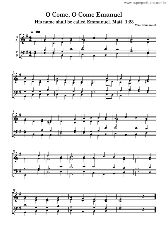 Partitura da música O Come O Come Emmanuel – Misc Christmas O Come, O Come Emanuel