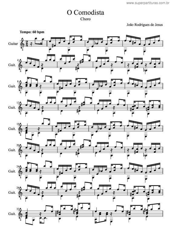 Partitura da música O Comodista