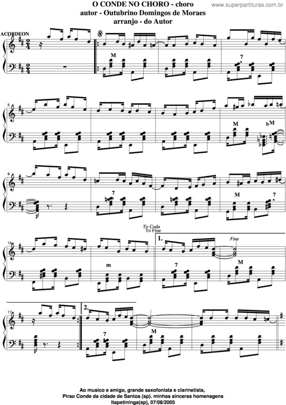 Partitura da música O Conde No Choro v.6