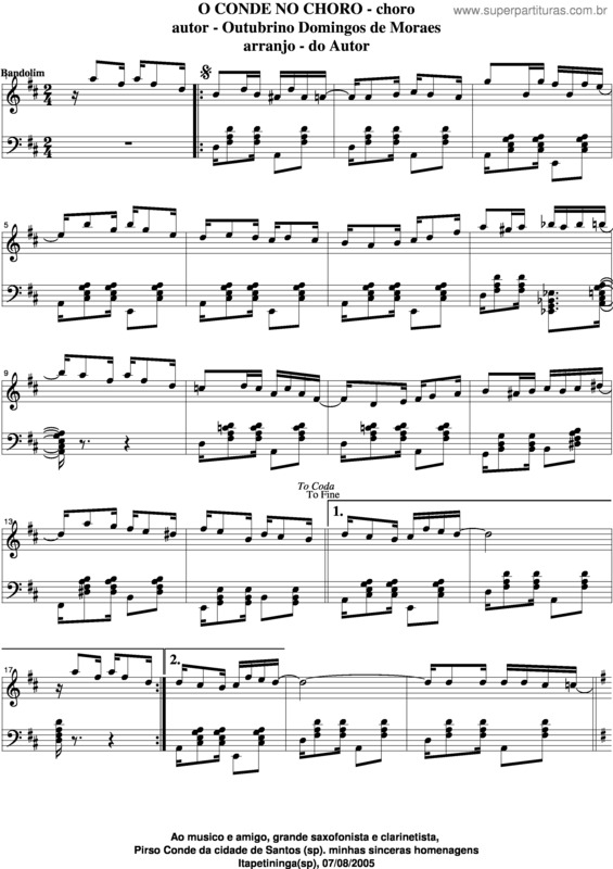 Partitura da música O Conde No Choro v.7