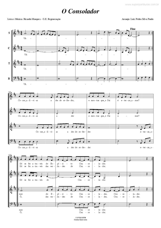 Partitura da música O Consolador