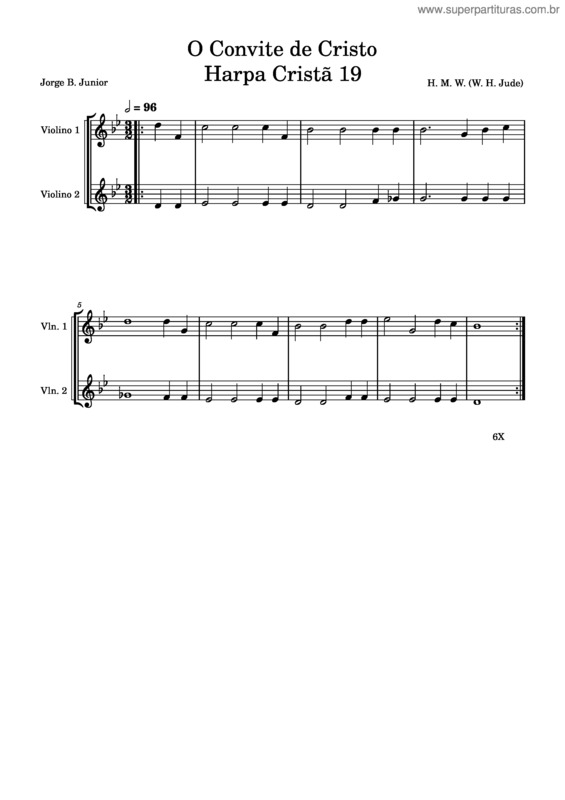 Partitura da música O Convite De Cristo Harpa Cristã 19