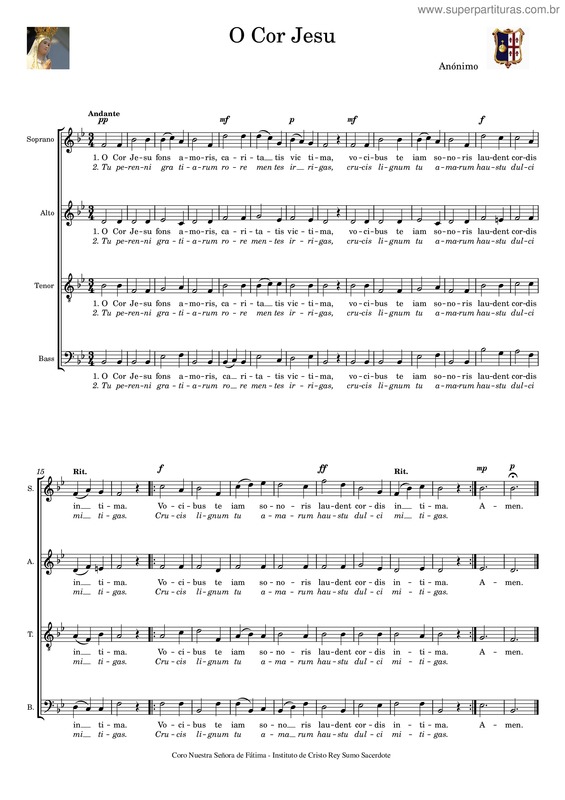 Partitura da música O Cor Jesu – Anónimo.Mscz