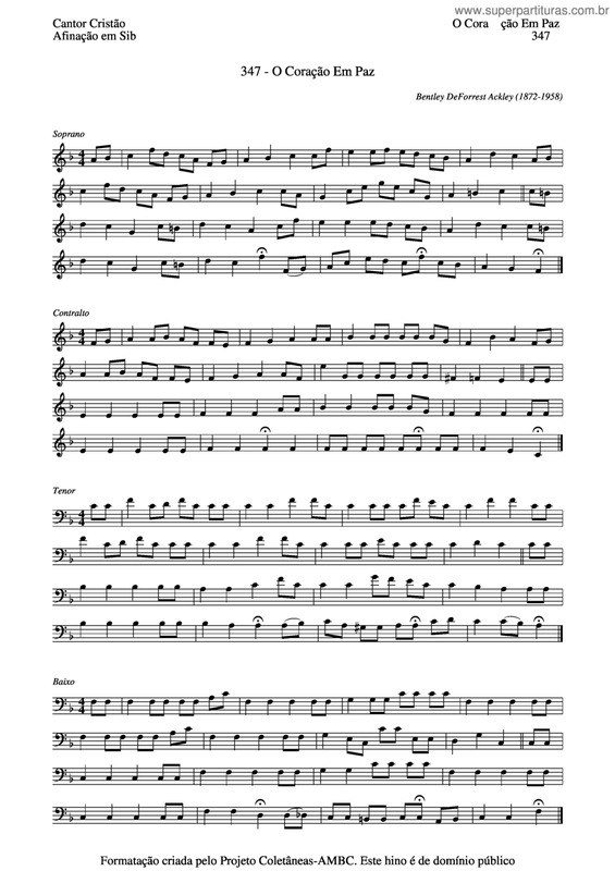 Partitura da música O Coração Em Paz v.3