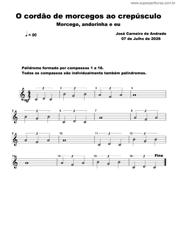 Partitura da música O Cordão De Morcegos Ao Crepúsculo