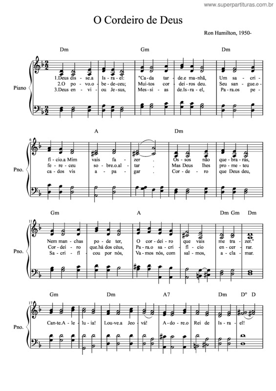 Partitura da música O Cordeiro De Deus v.2