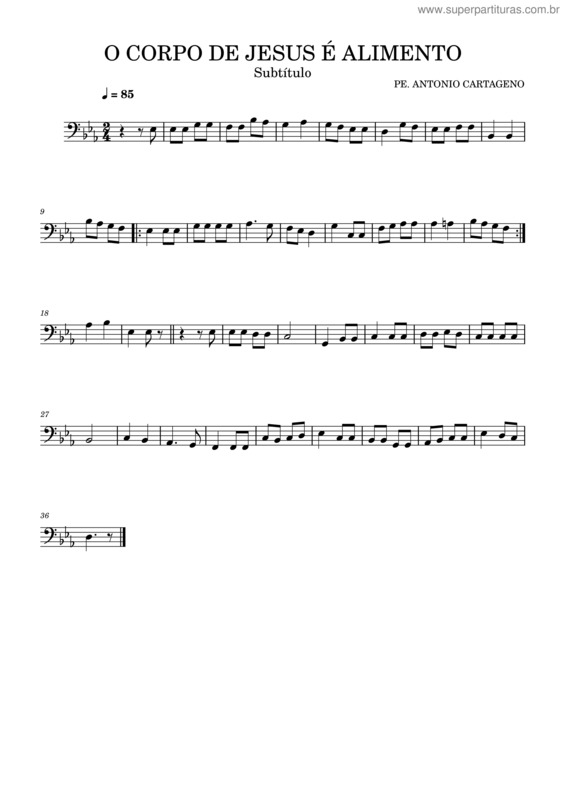 Partitura da música O Corpo De Jesus É Alimento – Pe. Antonio Cartegeno