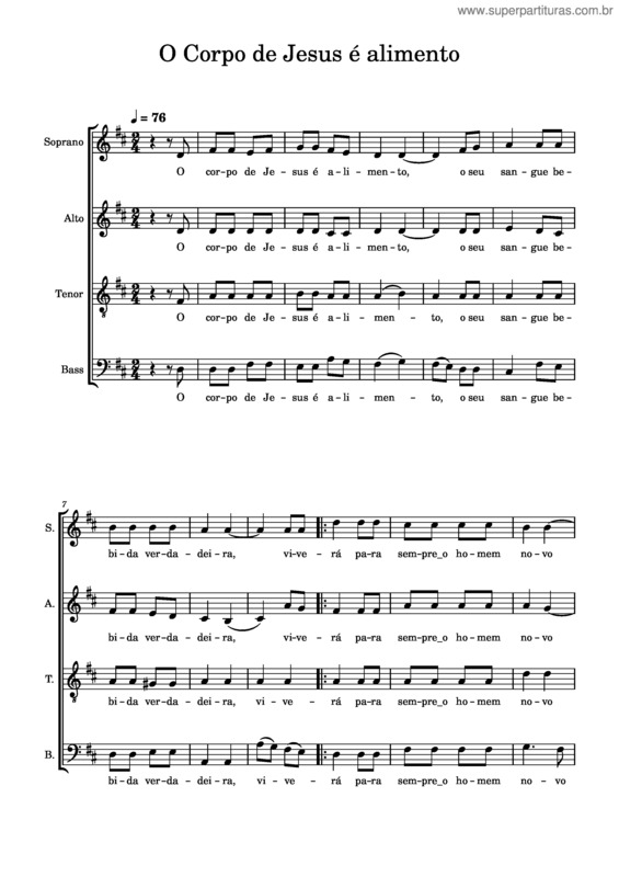 Partitura da música O Corpo De Jesus É Alimento