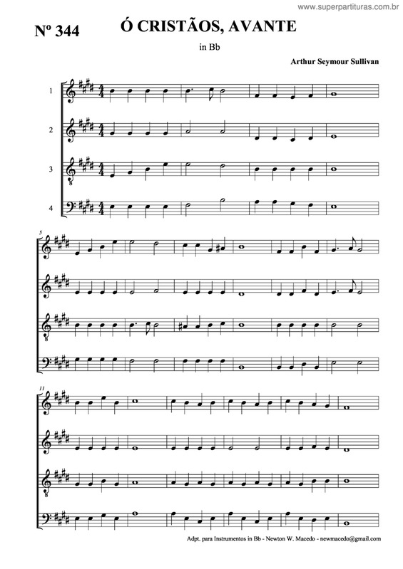 Partitura da música Ó Cristãos, Avante