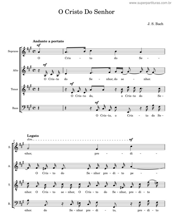 Partitura da música O Cristo Do Senhor – J. S. Bach