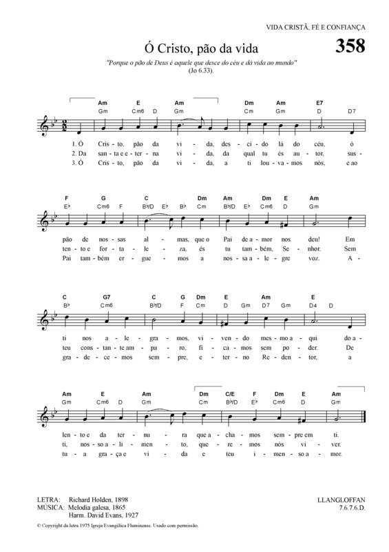 Partitura da música Ó Cristo Pão Da Vida