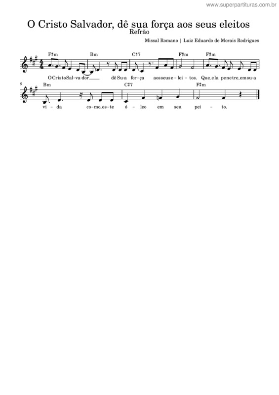 Partitura da música O Cristo Salvador Dê Sua Força Aos Seus Eleitos – Música Católica