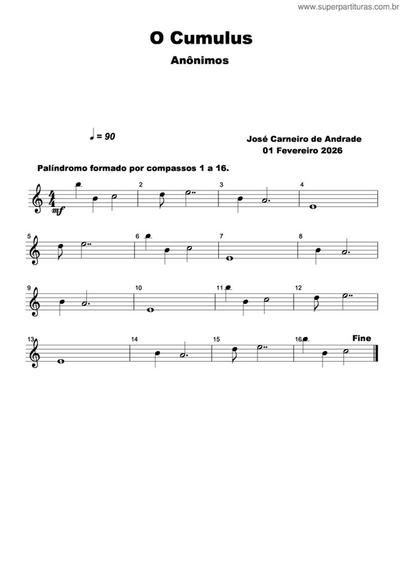 Partitura da música O Cumulus