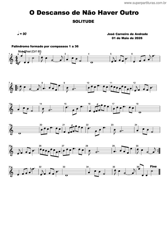Partitura da música O Descanso De Não Haver Outro