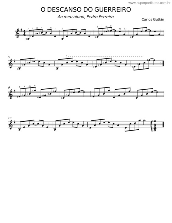 Partitura da música O Descanso Do Guerreiro – Carlos Gutkin