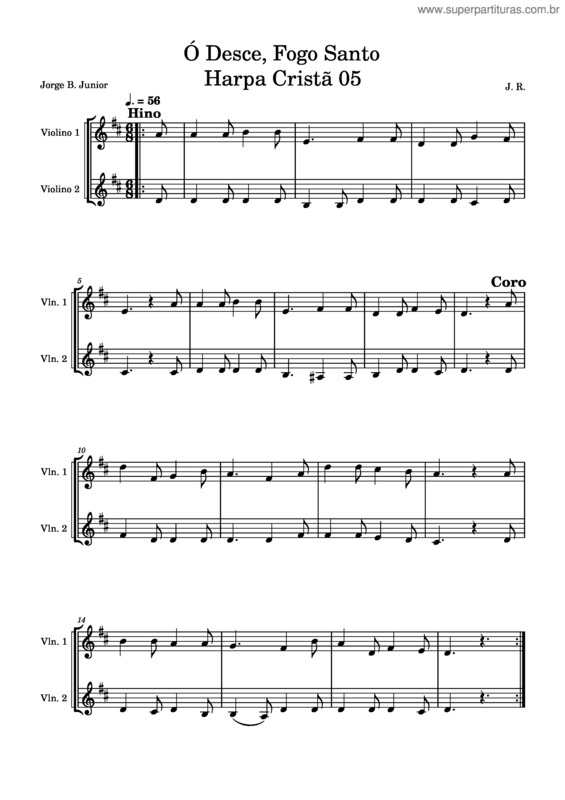 Partitura da música Ó Desce, Fogo Santo Harpa Cristã 05
