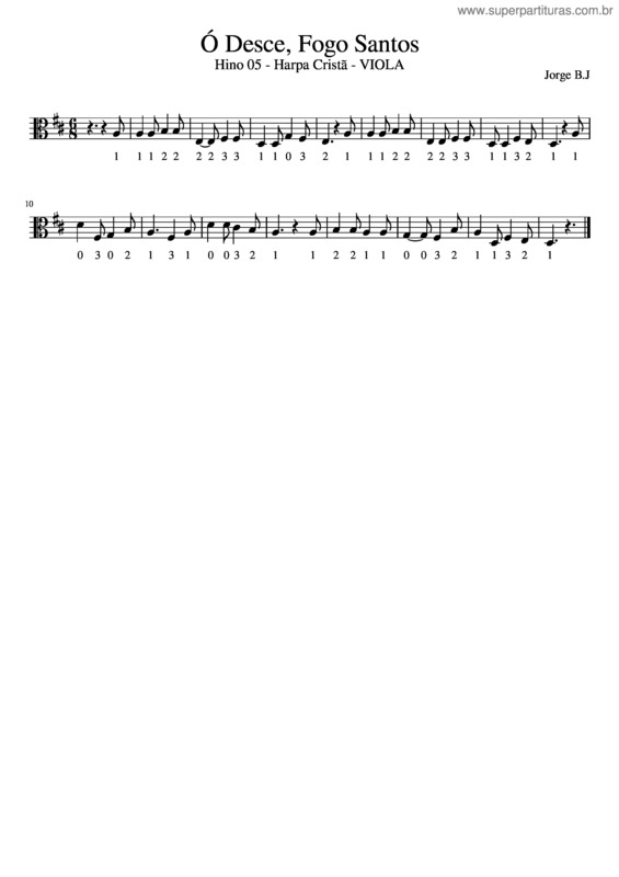 Partitura da música Ó Desce Fogo Santo Hino 05 Harpa Cristã Viola