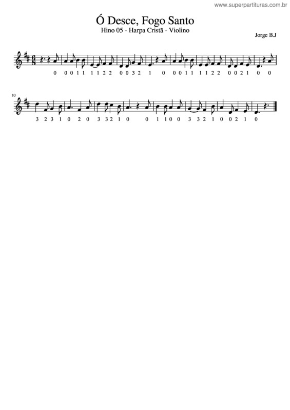 Partitura da música Ó Desce Fogo Santo Hino 05 Harpa Cristã Violino