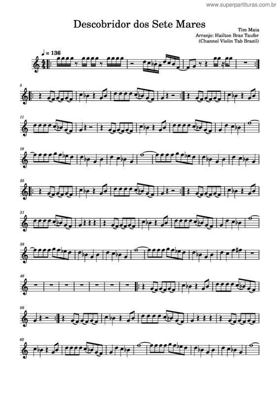 Partitura da música O Descobridor Dos Sete Mares