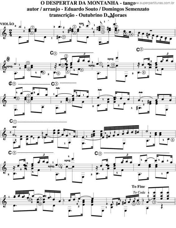 Partitura da música O Despertar Da Montanha v.3