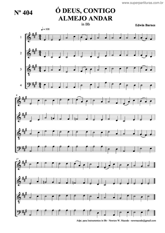 Partitura da música Ó Deus, Contigo Almejo Andar v.2