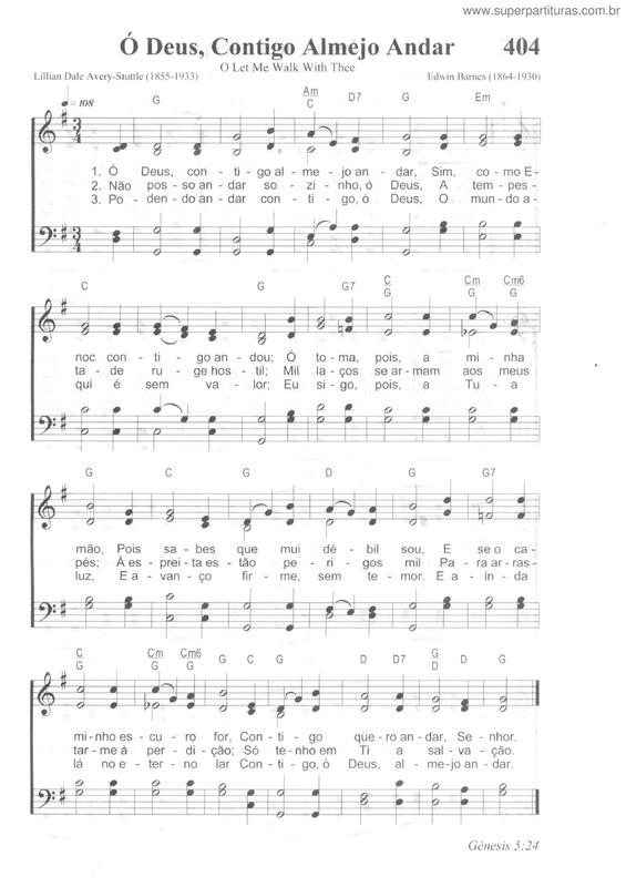 Partitura da música Ó Deus, Contigo Almejo Andar