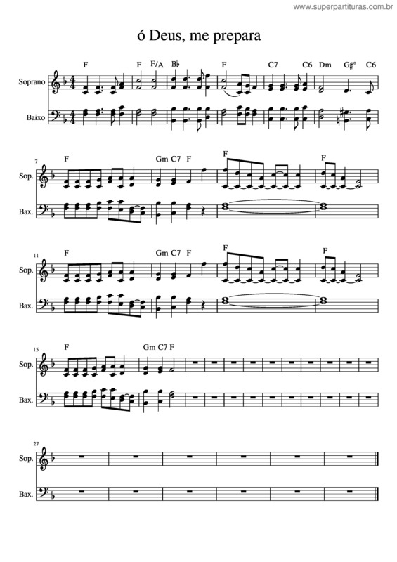 Partitura da música Ó Deus, Me Prepara