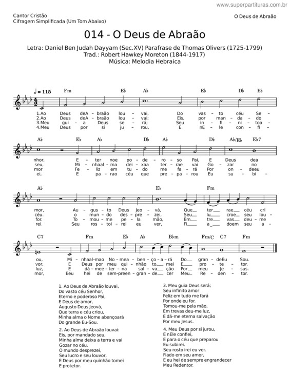 Partitura da música O Deus De Abraão v.4